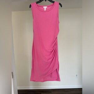 Leith Knit Ruched Bodycon Tank Dress - Size Small - Pink